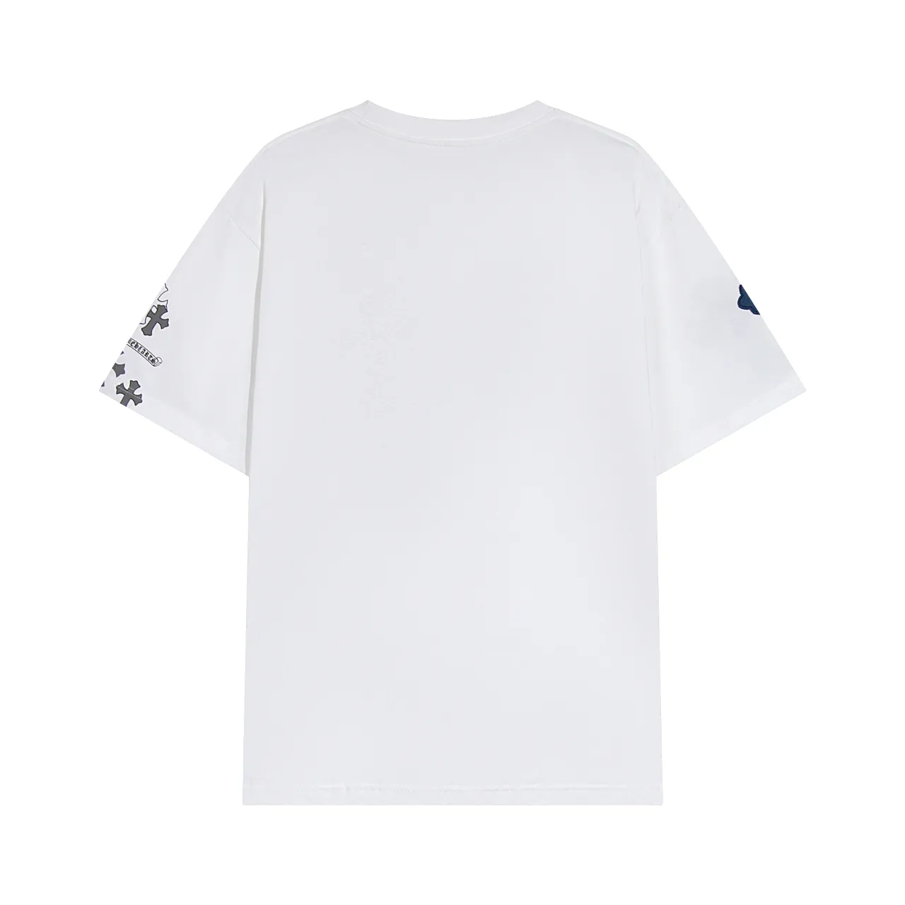 P170 Chrome Hearts Chrome Hearts Cross Metallic Denim Splicing Short Sleeves Size: SMLXL Color: White Black